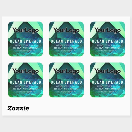 Groen Abstract Geometrisch Merk Product Label (Vel)