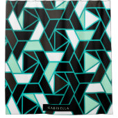 Groen Abstract geometrisch patroon Douchegordijn (Voorkant)