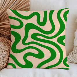 Groen Abstract Golfpatroon Retro Minimalistisch Kussen