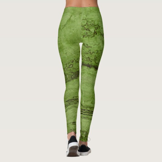 Groen abstract graniet | patroon van steenmarmer leggings (Achterkant)