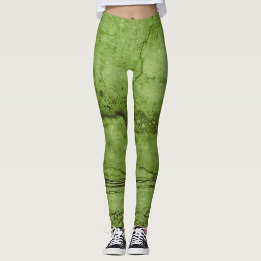 Groen abstract graniet | patroon van steenmarmer leggings (Voorkant)