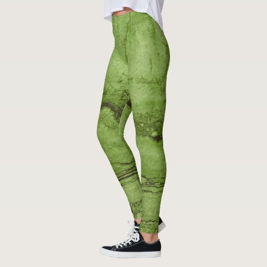 Groen abstract graniet | patroon van steenmarmer leggings (Links)