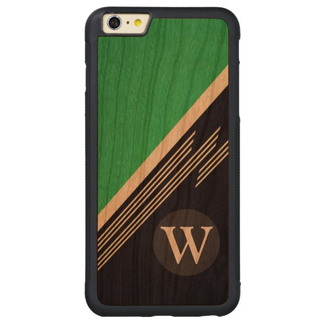 Groen Abstract handmatige retres aangepast monogra Carved Wood iPhone Hoesje (Achterkant)