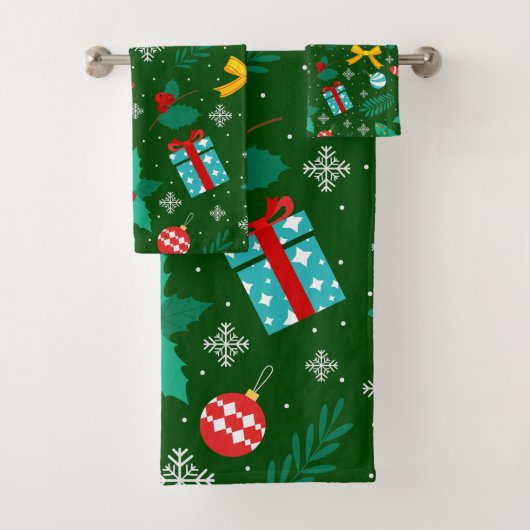 Groen Abstract kerstpatroon Bad Handdoek (Insitu)
