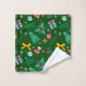 Groen Abstract kerstpatroon Bad Handdoek (Wasdoekje)