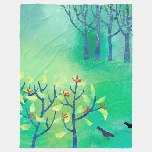 Groen Abstract landschap Fleece Deken (Voorkant)