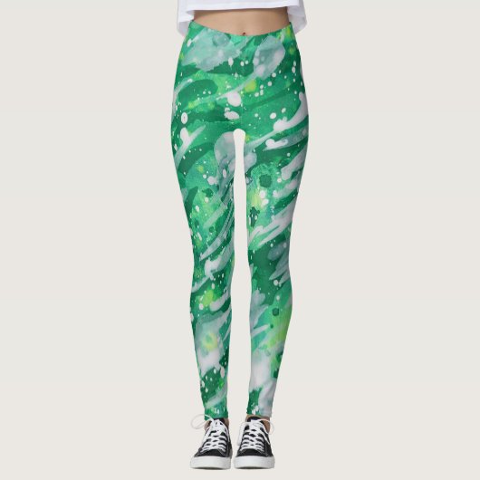 Groen Abstract Leggings (Voorkant)