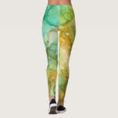 GROEN ABSTRACT MARMER LEGGINGS (Achterkant)