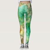 GROEN ABSTRACT MARMER LEGGINGS (Voorkant)