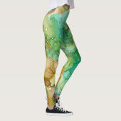 GROEN ABSTRACT MARMER LEGGINGS (Rechts)