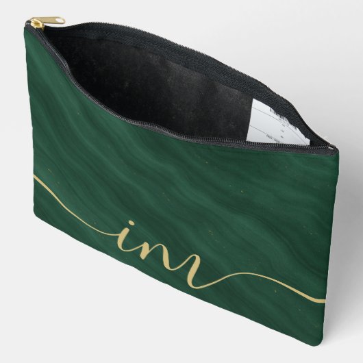 Groen Abstract marmer met aangepaste Initialen - Etui (Open)
