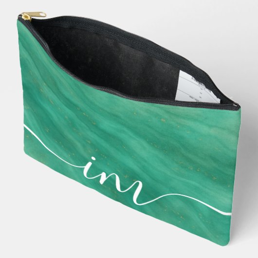 Groen Abstract marmer met aangepaste Initialen - Etui (Open)
