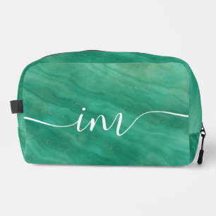 Groen Abstract marmer met aangepaste Initialen - Toilettasje