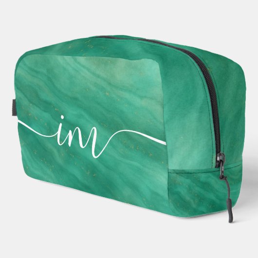 Groen Abstract marmer met aangepaste Initialen - Toilettasje (Rechterhoek)