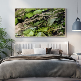 Groen Abstract met Gold en zwart Poster
