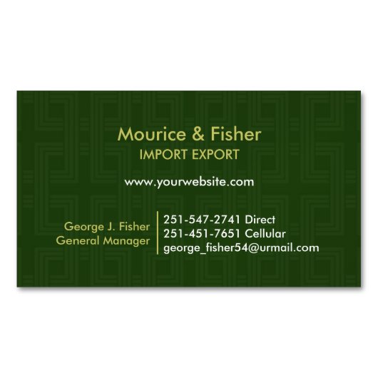 Groen Abstract Modern Magnetisch Visitekaartje (Voorkant)