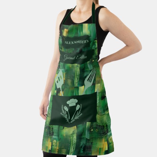 Groen Abstract - Moderne monochrome keuken Schort (Insitu)