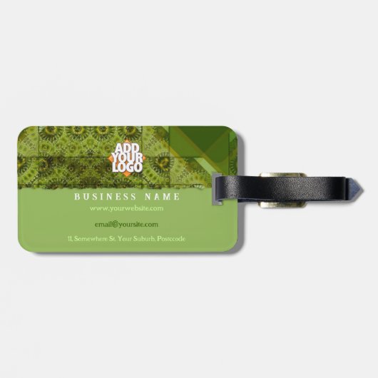 Groen Abstract Patchwork met Logo Bagagelabel (Achterkant horizontaal)