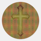 Groen Abstract Patroon en Faith Cross Sticker (Voorkant)