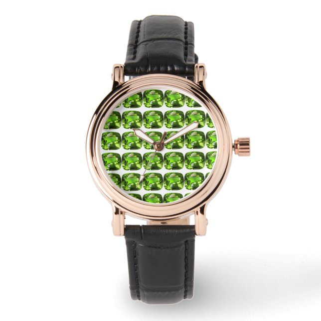 Groen Abstract patroon Horloge (Voorkant)