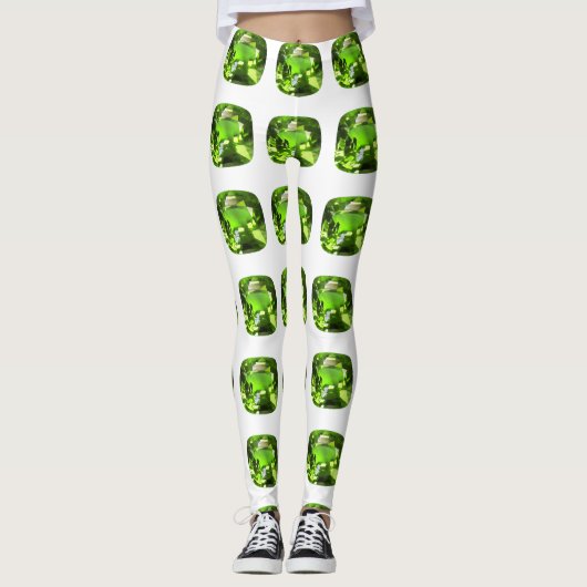 Groen Abstract patroon Leggings (Voorkant)