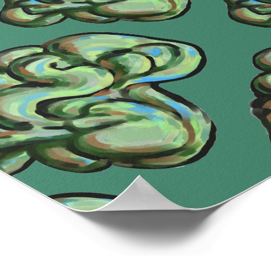 Groen Abstract Poster met Blue Angel (Hoek)