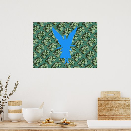Groen Abstract Poster met Blue Angel (Keuken)