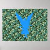 Groen Abstract Poster met Blue Angel (Voorkant)