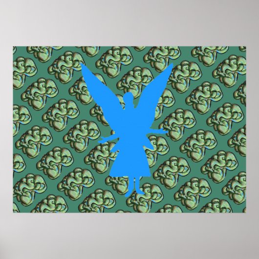 Groen Abstract Poster met Blue Angel (Voorkant)