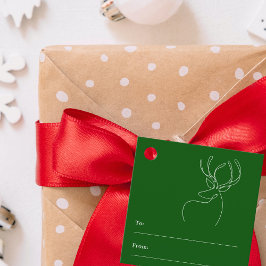 Groen abstract rendier moderne ambachtelijke kerst bedankjes labels