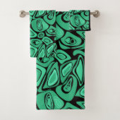 Groen, abstract, retro bad handdoek (Insitu)