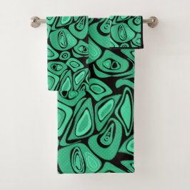 Groen, abstract, retro bad handdoek