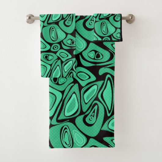 Groen, abstract, retro bad handdoek (Insitu)