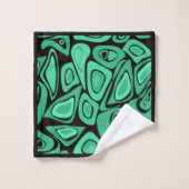 Groen, abstract, retro bad handdoek (Wasdoekje)