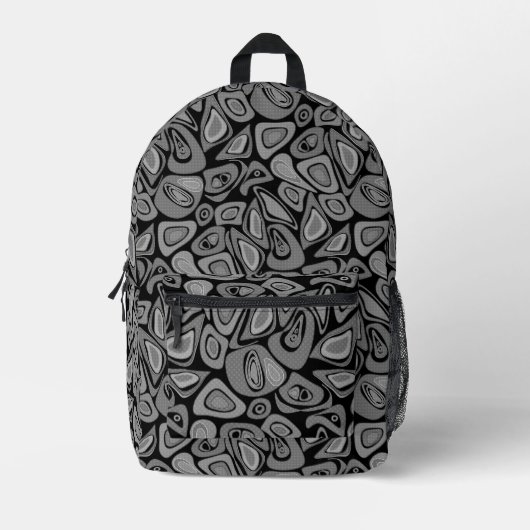 Groen, abstract, retro bedrukte rugzak (Voorkant)