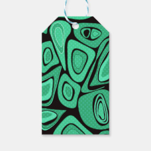 Groen, abstract, retro cadeaulabel