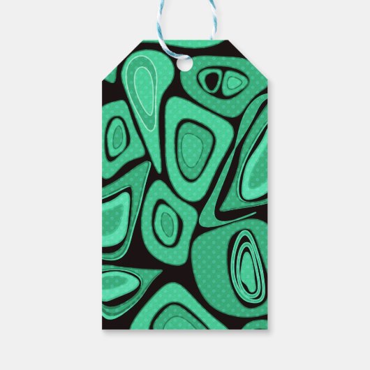 Groen, abstract, retro cadeaulabel (Achterkant)