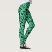 Groen, abstract, retro leggings (Rechts)