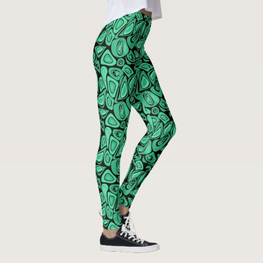 Groen, abstract, retro leggings (Rechts)