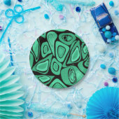 Groen, abstract, retro papieren bordje (Feest)