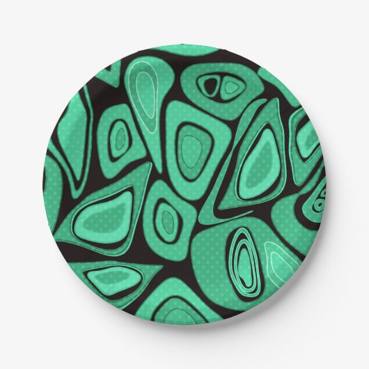 Groen, abstract, retro papieren bordje (Voorkant)