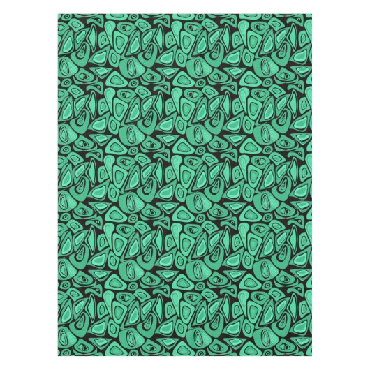 Groen, abstract, retro tafelkleed (Voorkant)