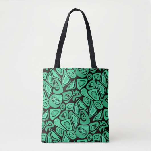 Groen, abstract, retro tote bag (Voorkant)