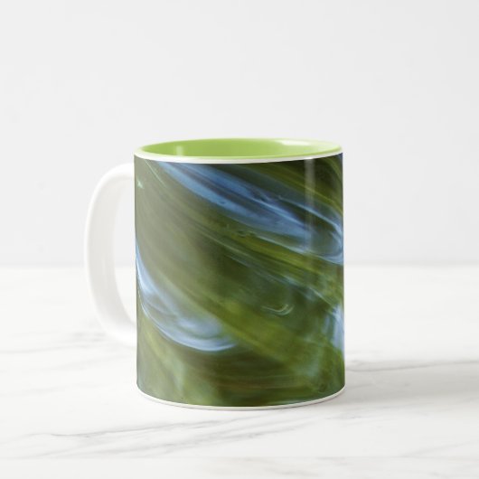 Groen Abstract Tweekleurige Koffiemok (Voorkant links)