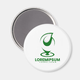 Groen abstract waterdruppel en wereldbol logo magneet
