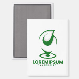 Groen abstract waterdruppel en wereldbol logo magneet