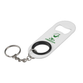 Groen abstract waterdruppel en wereldbol logo mini flessenopener