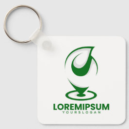 Groen abstract waterdruppel- en wereldbol logo sleutelhanger