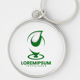 Groen abstract waterdruppel en wereldbol logo sleutelhanger