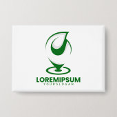 Groen abstract waterdruppel en wereldlogo button (Voorkant)